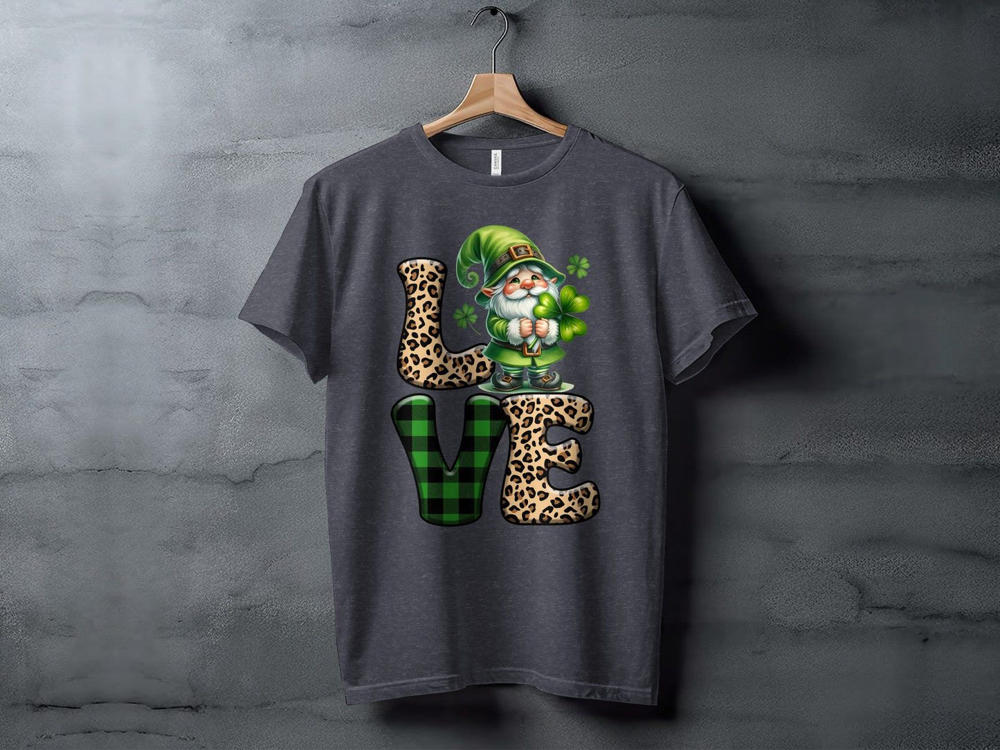 LOVE Gnome Clover St. Patrick's Day Graphic Shirt