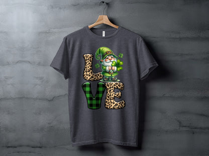 LOVE Gnome Clover St. Patrick's Day Graphic Shirt