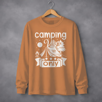 Camping Vibes Stars Only With Tent Graphic Long Sleeve T-Shirt Long Sleeve Tee - Outdoor & Adventure Collection - Mile Marker 16 Gear by Cloud 16 Clothing Co.