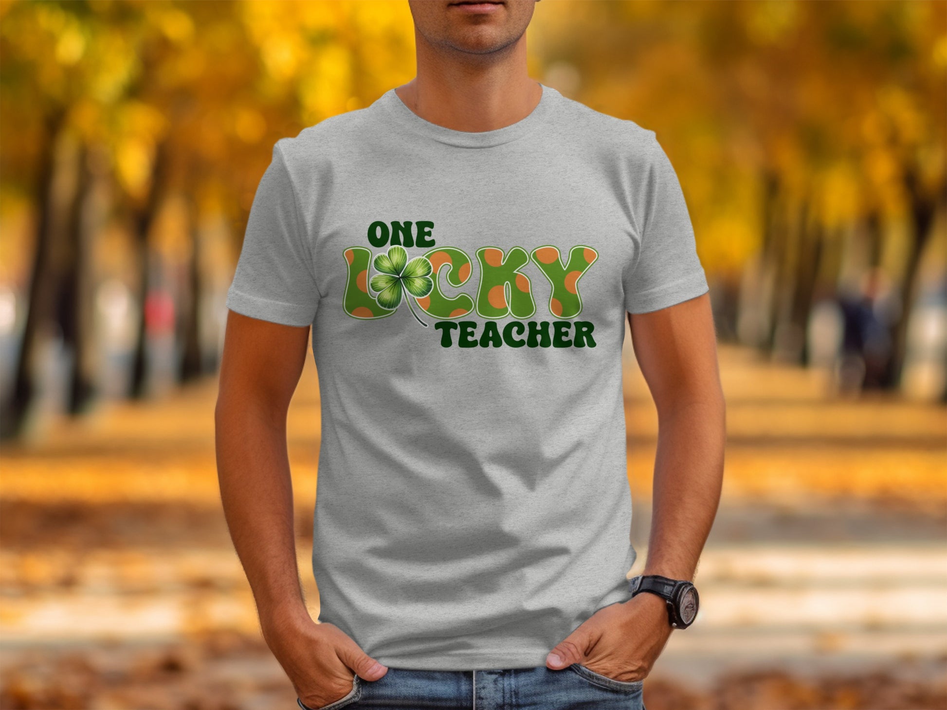 One Lucky Teacher Graphic Tee Inspirational Shirt