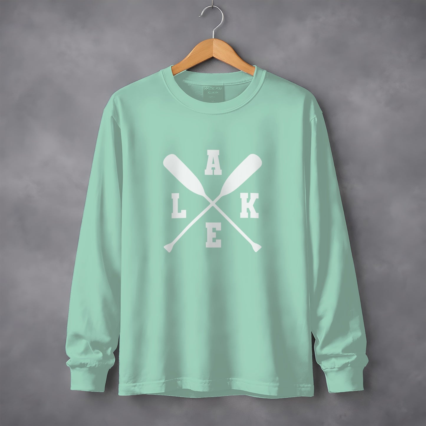 Lake Themed Crossed Paddles Design Long Sleeve Shirt