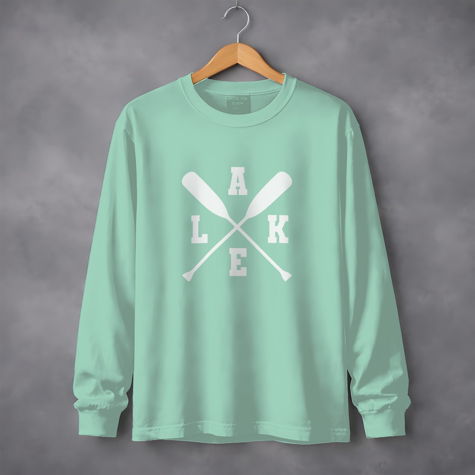 Lake Themed Crossed Paddles Design Long Sleeve Shirt