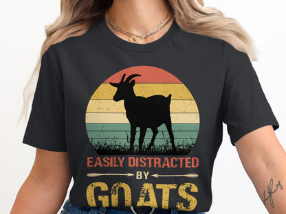 Easily Distracted By Goats Graphic Tee Shirt