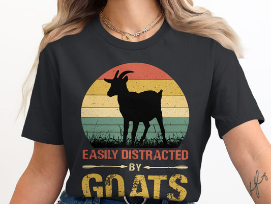 Easily Distracted By Goats Graphic Tee Shirt
