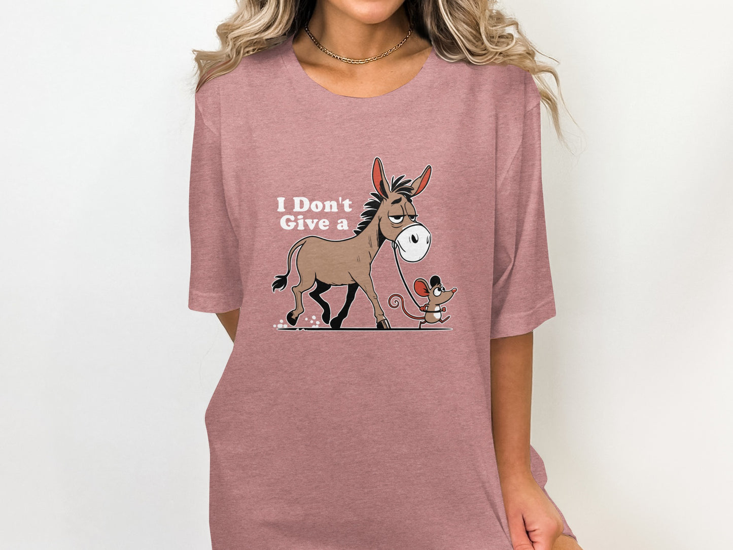 I Don't Give a Donkey and Mouse Graphic T-Shirt