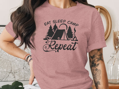 Eat Sleep Camp Repeat Adventure Graphic Camping T-Shirt T-Shirt - Outdoor & Adventure Collection - Mile Marker 16 Gear by Cloud 16 Clothing Co.
