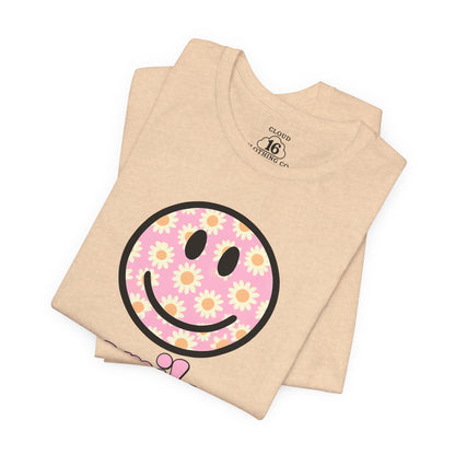 Smile Floral Womens T-Shirt - Positive Vibes Tee