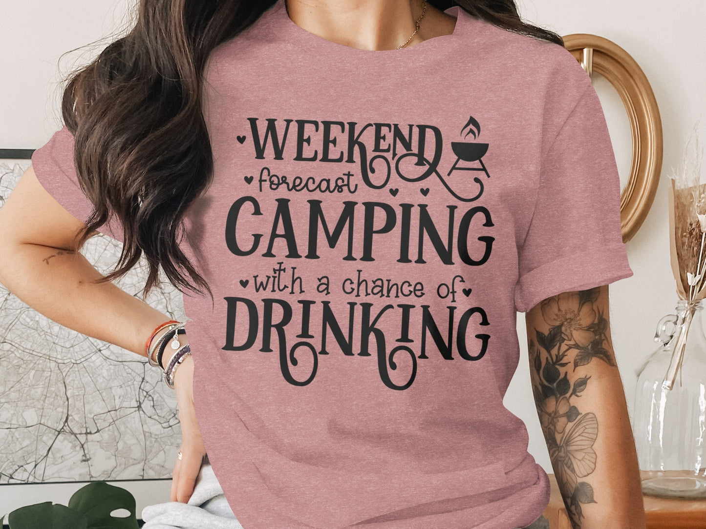 Weekend Forecast Camping With A Chance Of Drinking T-Shirt T-Shirt - Outdoor & Adventure Collection - Mile Marker 16 Gear by Cloud 16 Clothing Co.