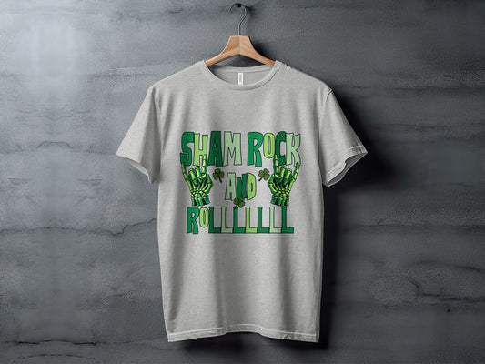 Sham Rock and Rolllll Creative Graphic Design Shirt