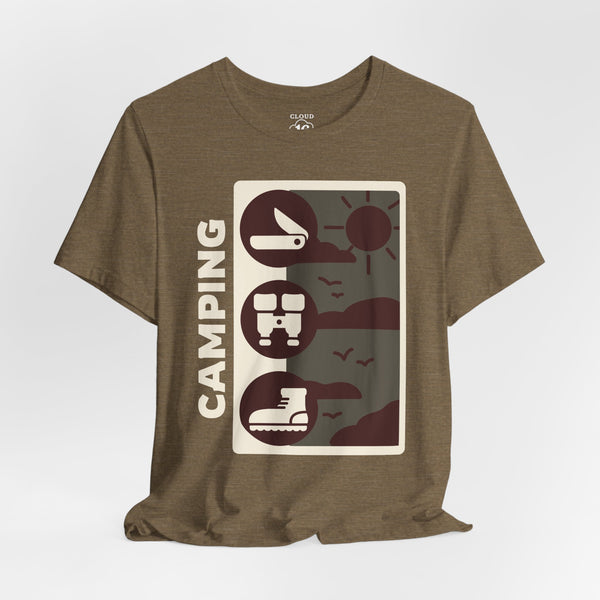 Adventure Awaits Camping T-Shirt - Unisex Outdoor Nature Lover Tee T-Shirt - Outdoor & Adventure Collection - Mile Marker 16 Gear by Cloud 16 Clothing Co.