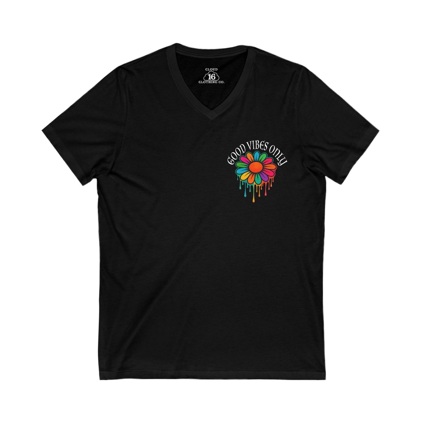 Good Vibes Only V-Neck Tee - Unisex Summer Festival Shirt