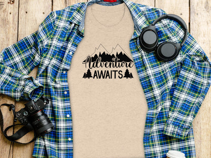 Adventure Awaits Mountains Nature Lover Graphic T-Shirt T-Shirt - Outdoor & Adventure Collection - Mile Marker 16 Gear by Cloud 16 Clothing Co.