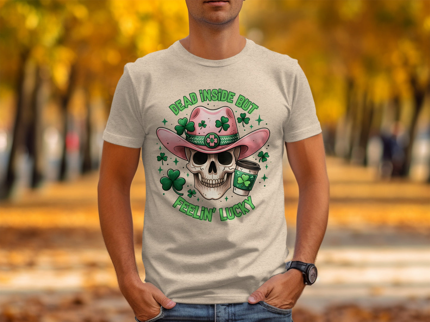 Dead Inside But Feelin' Lucky Skull Cowboy Shirt