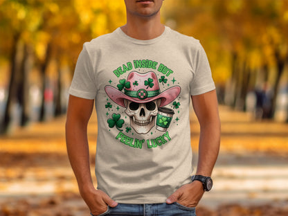 Dead Inside But Feelin' Lucky Skull Cowboy Shirt