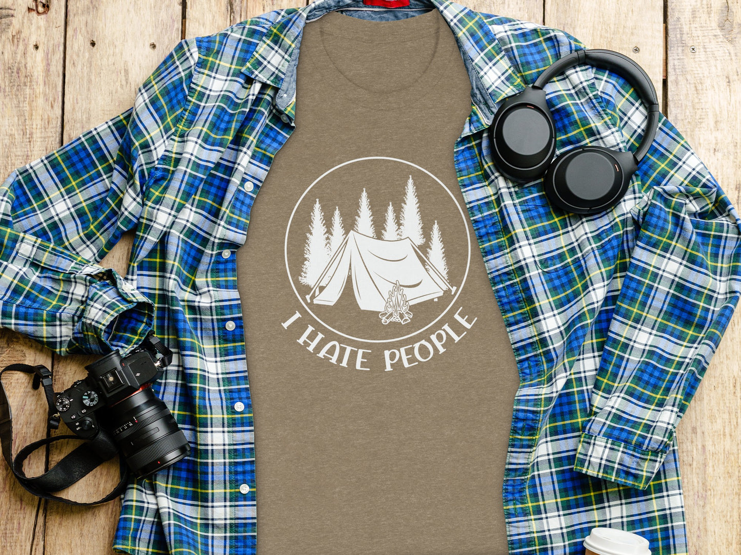 I Hate People Camping Tent Trees Graphic Illustration T-Shirt T-Shirt - Outdoor & Adventure Collection - Mile Marker 16 Gear by Cloud 16 Clothing Co.