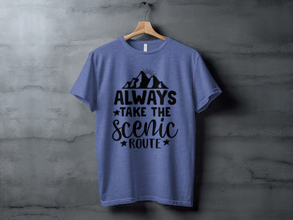 Always Take The Scenic Route With Mountains T-Shirt T-Shirt - Outdoor & Adventure Collection - Mile Marker 16 Gear by Cloud 16 Clothing Co.