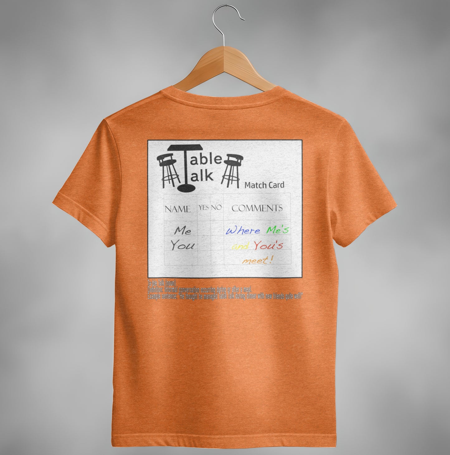 Table Talk Match Card Design Casual Graphic Tee