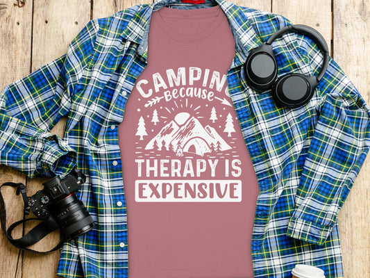 Camping Because Therapy is Expensive Outdoor Long Sleeve T-Shirt Long Sleeve Tee - Outdoor & Adventure Collection - Mile Marker 16 Gear by Cloud 16 Clothing Co.