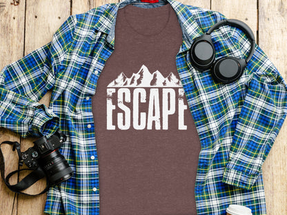 Escape Into The Mountains Outdoor Adventure Design T-Shirt T-Shirt - Outdoor & Adventure Collection - Mile Marker 16 Gear by Cloud 16 Clothing Co.