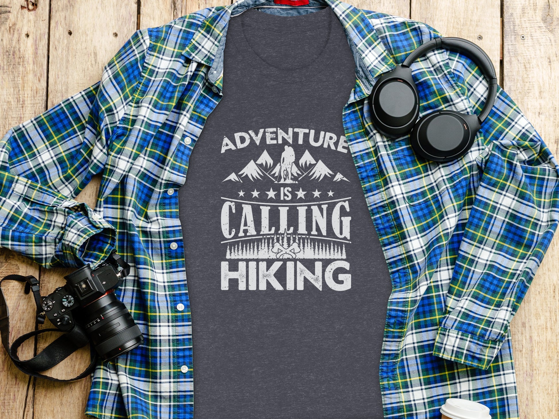 Adventure Is Calling Hiking Graphic Design T-Shirt T-Shirt - Outdoor & Adventure Collection - Mile Marker 16 Gear by Cloud 16 Clothing Co.