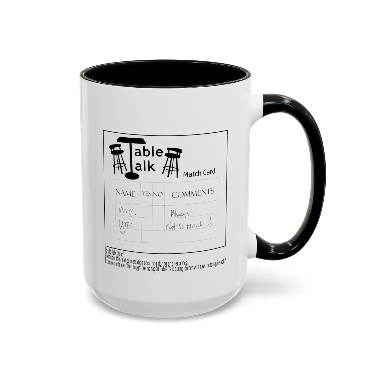 Table Talk Mug — Coffee Cup with Logo &  Match Card