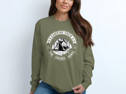 Camping Crew Fire Friends Drinks Long Sleeve Shirt