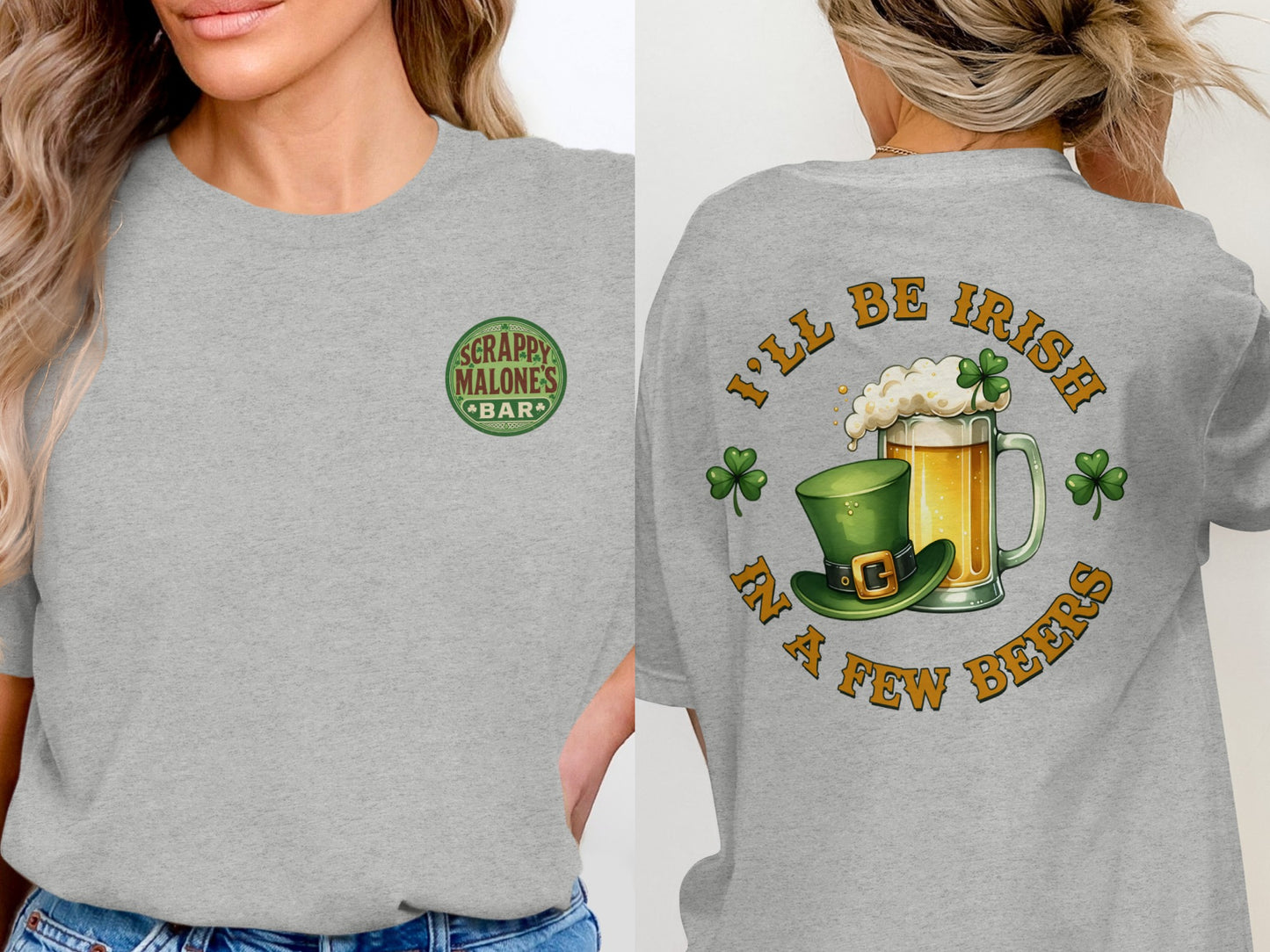 Scrappy Malone's Bar, Shamrock Decor, St Patricks Day, Irish Pub Sign, Gift for Pub Owner, Home Bar Decor T-Shirt - Scrappy Malone's Bar 100-Proof Humor - Cloud 16 Clothing Co.