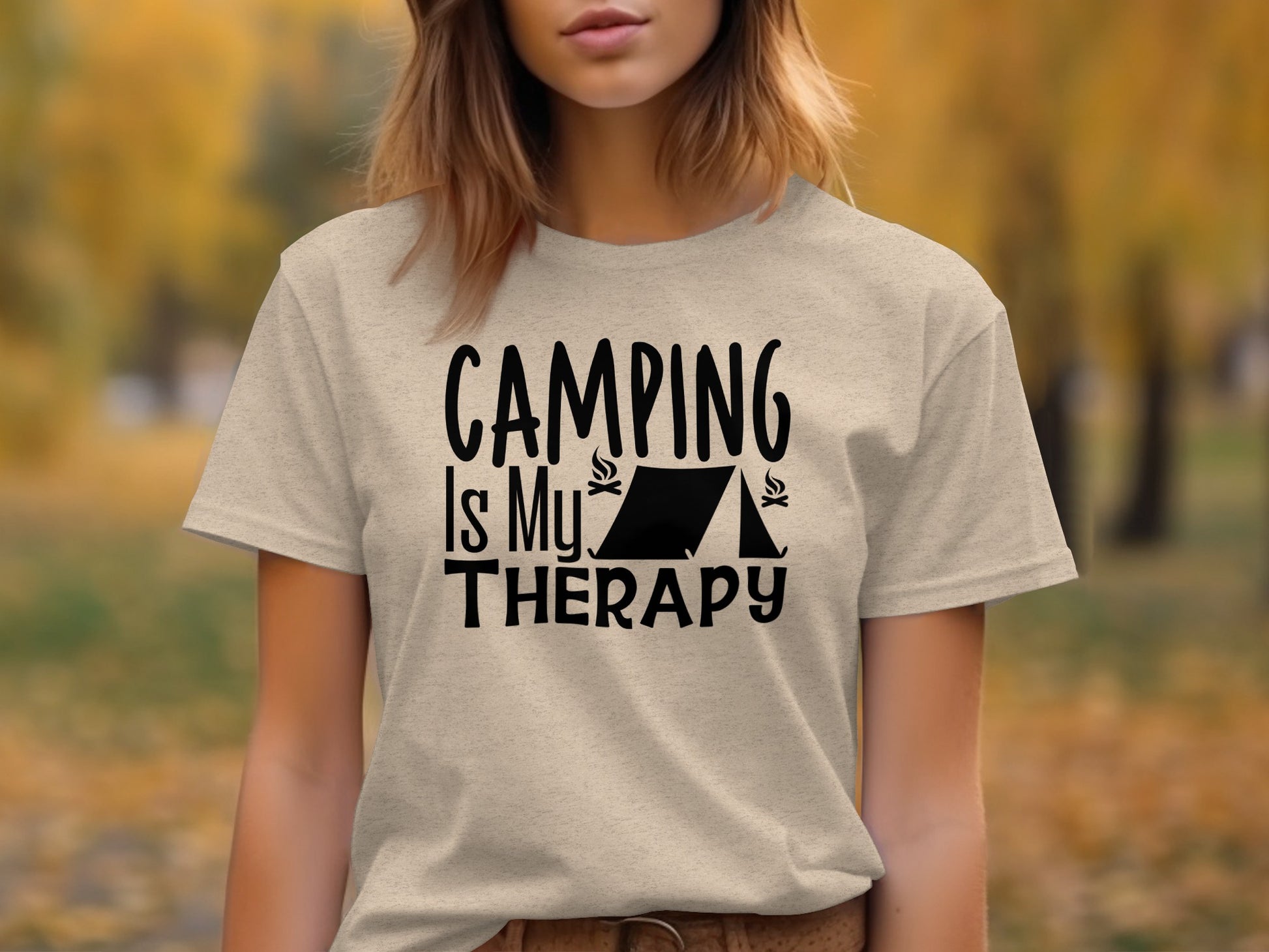 Camping Is My Therapy Tent Campfire Graphic T-Shirt T-Shirt - Outdoor & Adventure Collection - Mile Marker 16 Gear by Cloud 16 Clothing Co.