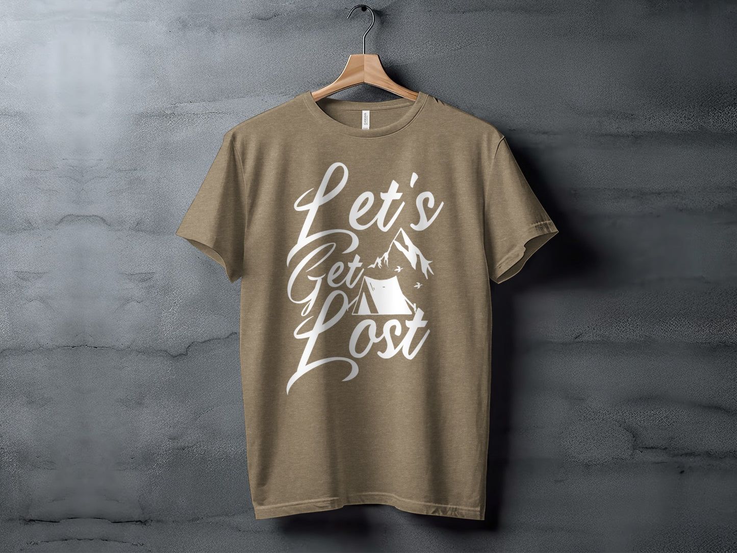 Lets Get Lost Tent and Mountain Graphic Design T-Shirt T-Shirt - Outdoor & Adventure Collection - Mile Marker 16 Gear by Cloud 16 Clothing Co.
