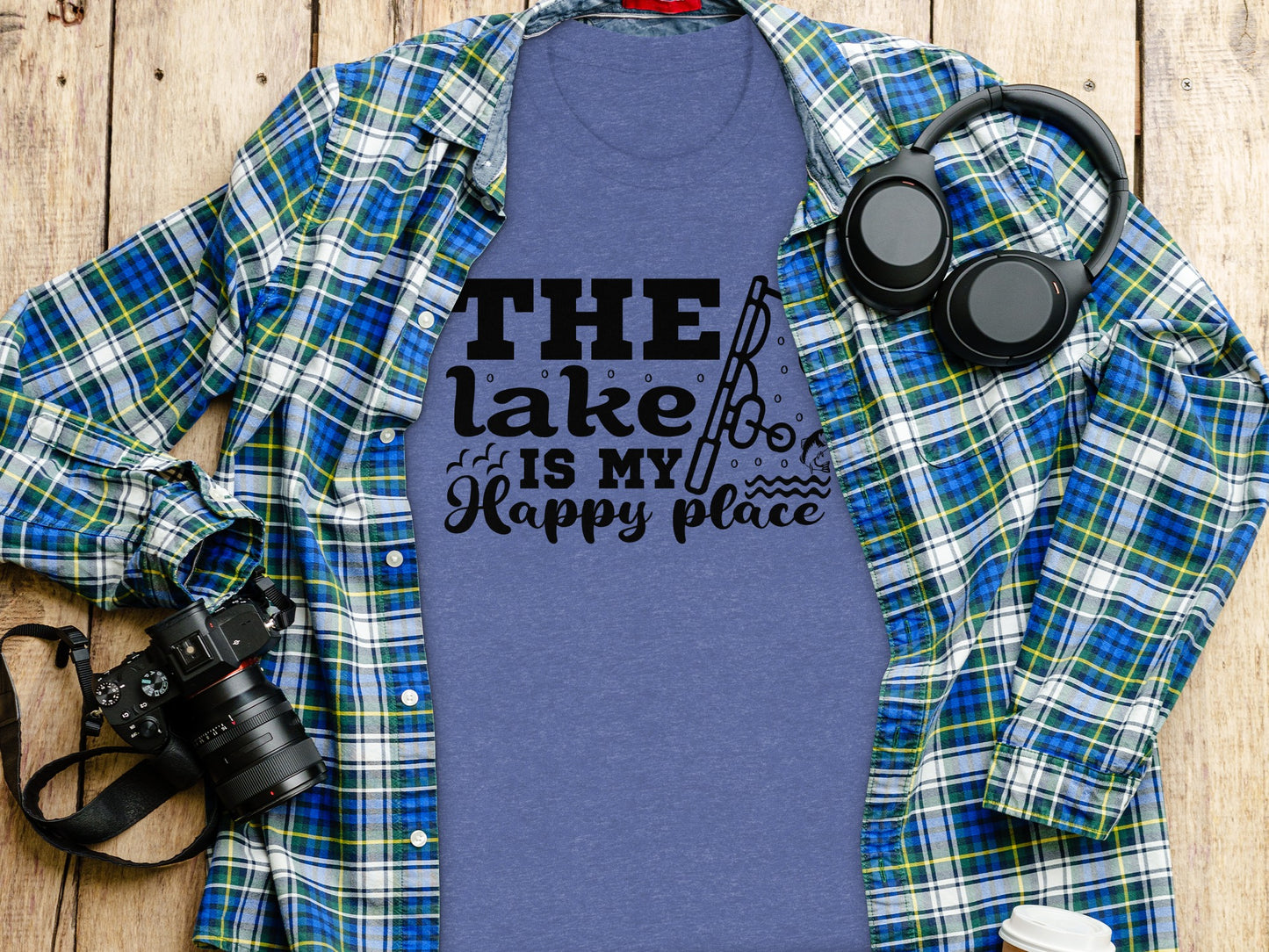 The Lake Is My Happy Place Fishing Illustration T-Shirt T-Shirt - Outdoor & Adventure Collection - Mile Marker 16 Gear by Cloud 16 Clothing Co.