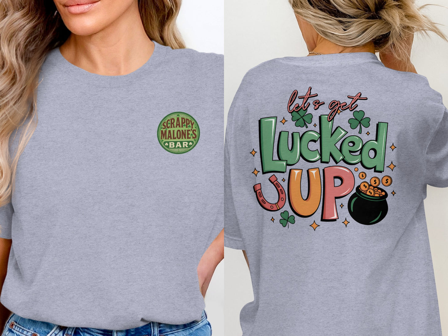 Scrappy Malone's Bar Art, Irish Bar Sign, Shamrock Clover Design, Irish Pub Decor T-Shirt - Scrappy Malone's Bar 100-Proof Humor - Cloud 16 Clothing Co.