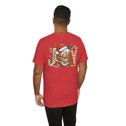 Scrappy Malone's Bar Christmas Tee — "Joy" Beer Mug Holiday Shirt