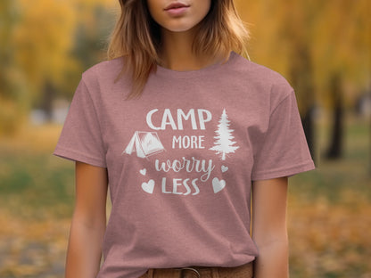 Camp More Worry Less Camping Adventure Graphic T-Shirt T-Shirt - Outdoor & Adventure Collection - Mile Marker 16 Gear by Cloud 16 Clothing Co.