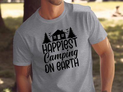 Happiest Camping on Earth Outdoorsy Cabin Life T-Shirt T-Shirt - Outdoor & Adventure Collection - Mile Marker 16 Gear by Cloud 16 Clothing Co.