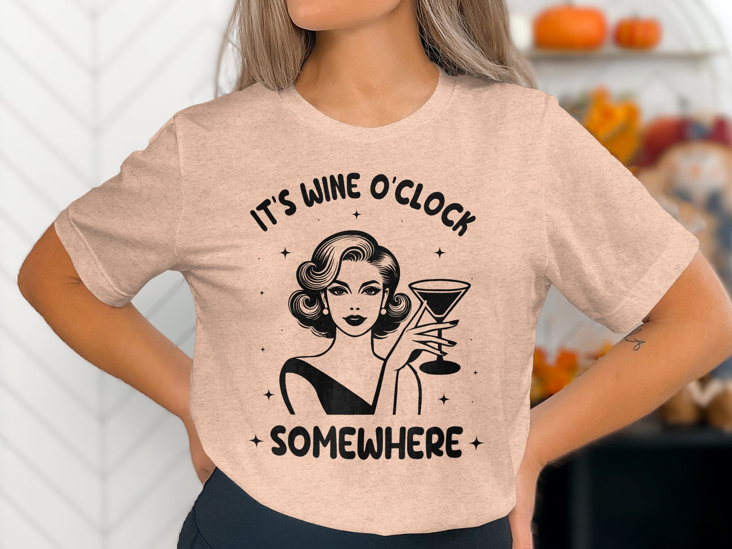 It's Wine O'Clock Somewhere Retro Graphic Tee