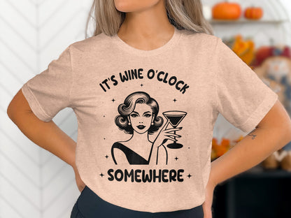 It's Wine O'Clock Somewhere Retro Graphic Tee
