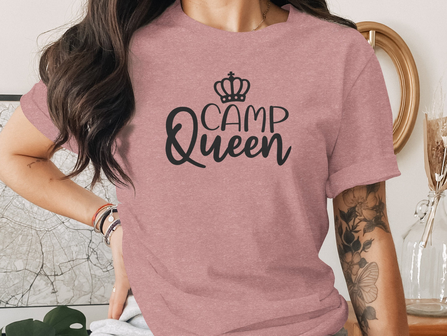Camp Queen With Crown Graphic Camping Trip Fun T-Shirt T-Shirt - Outdoor & Adventure Collection - Mile Marker 16 Gear by Cloud 16 Clothing Co.