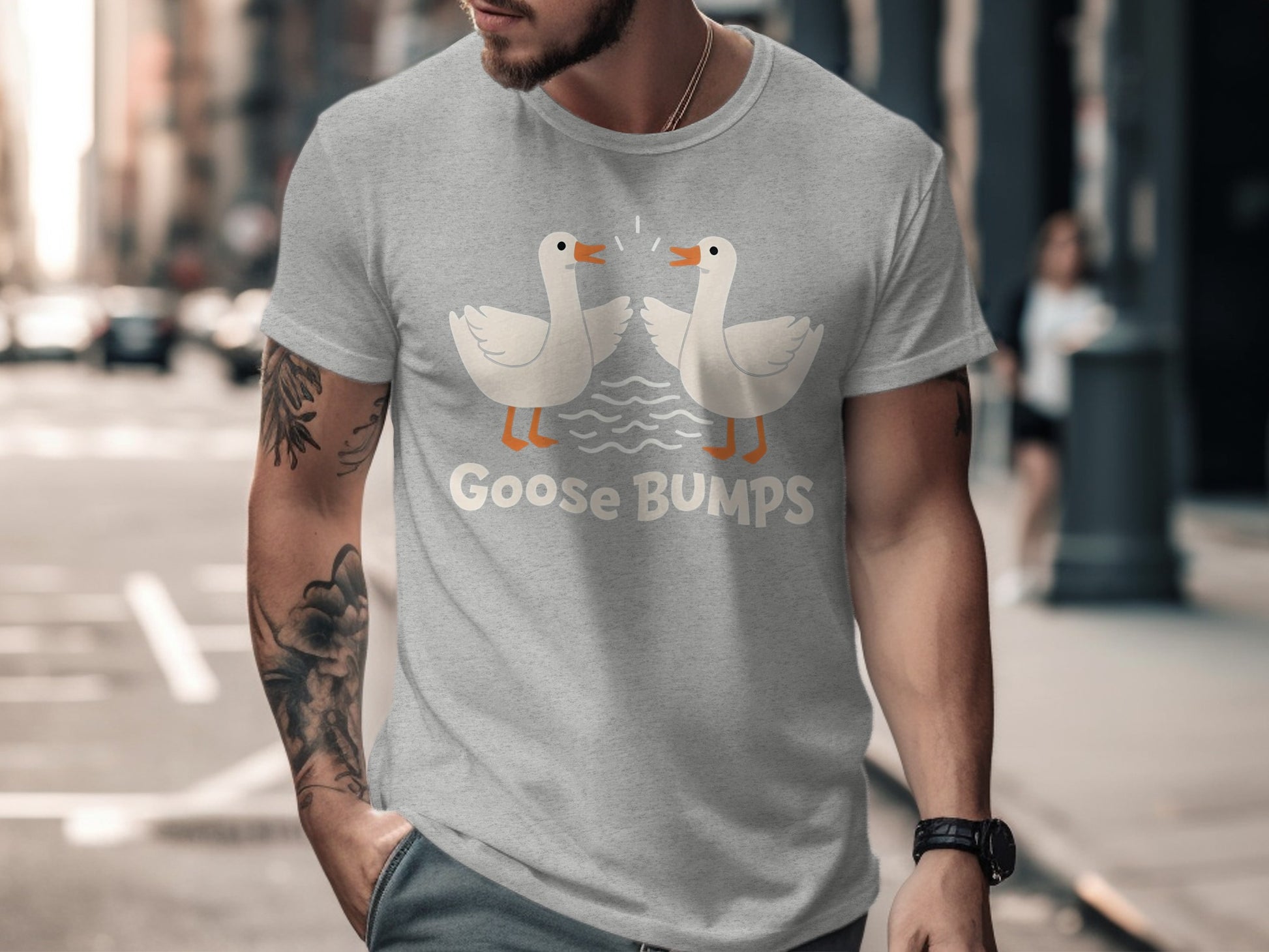 Goose Bumps Graphic T-Shirt with Duck Illustration