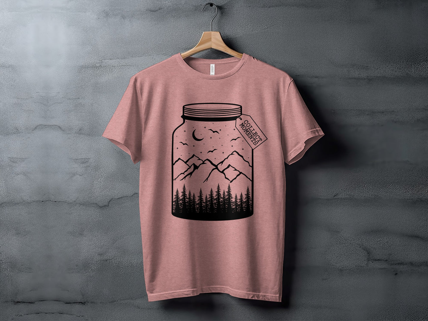 Collect Moments Jar with Mountains Scene Design T-Shirt T-Shirt - Outdoor & Adventure Collection - Mile Marker 16 Gear by Cloud 16 Clothing Co.
