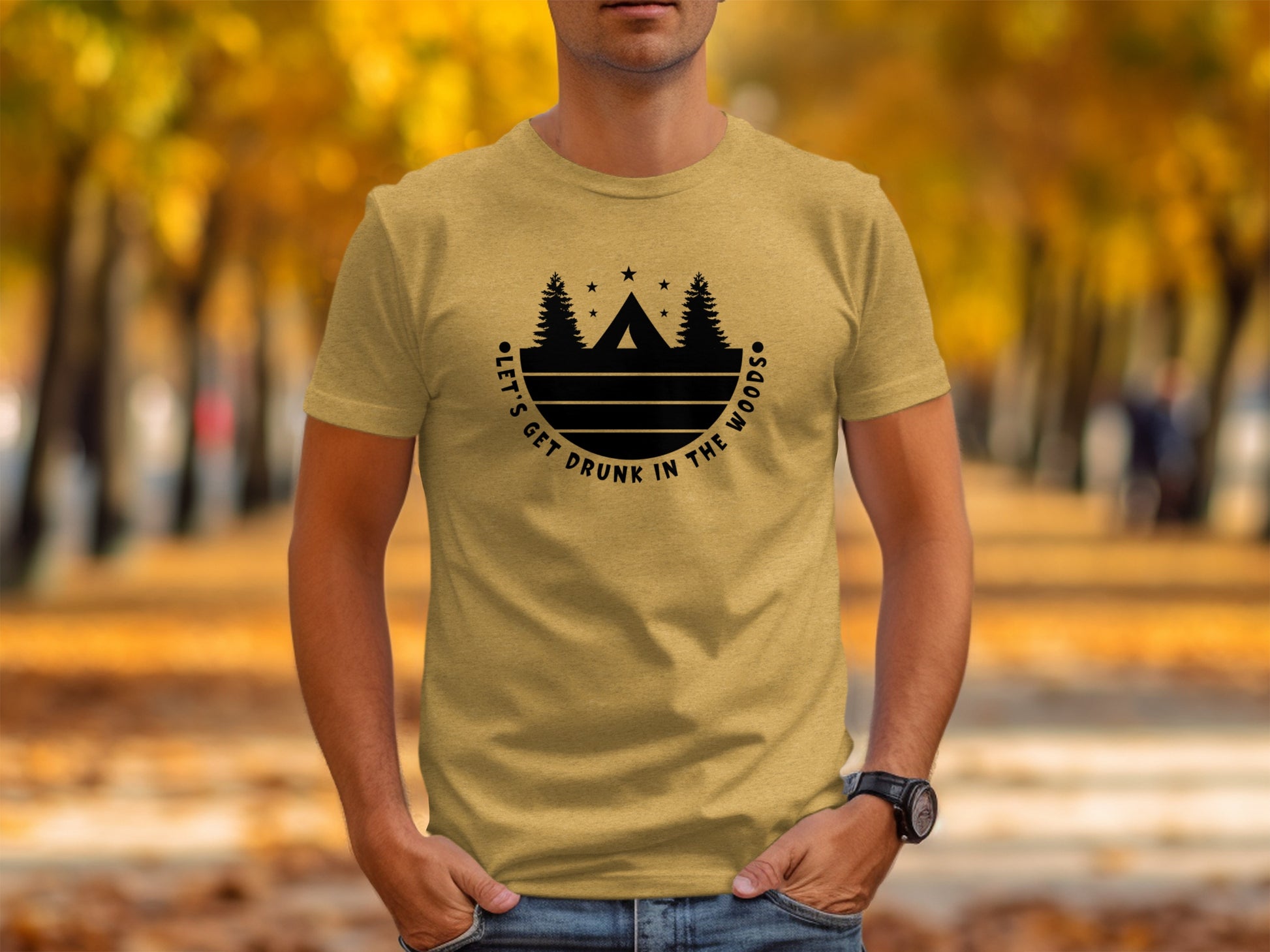 Let's Get Drunk In The Woods Camping Adventure T-Shirt T-Shirt - Outdoor & Adventure Collection - Mile Marker 16 Gear by Cloud 16 Clothing Co.