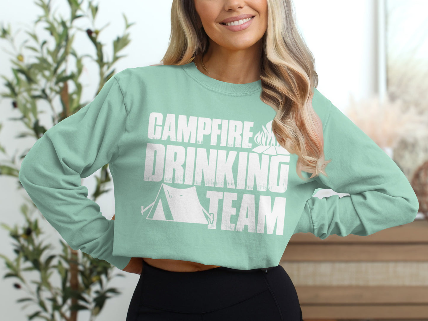 Campfire Drinking Team Graphic Long Sleeve Shirt
