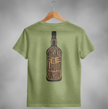 Whiskey Is Liquid Sunshine Bottle Design Graphic T-Shirt T-shirt - Scrappy Malone's Bar 100-Proof Humor - Cloud 16 Clothing Co.