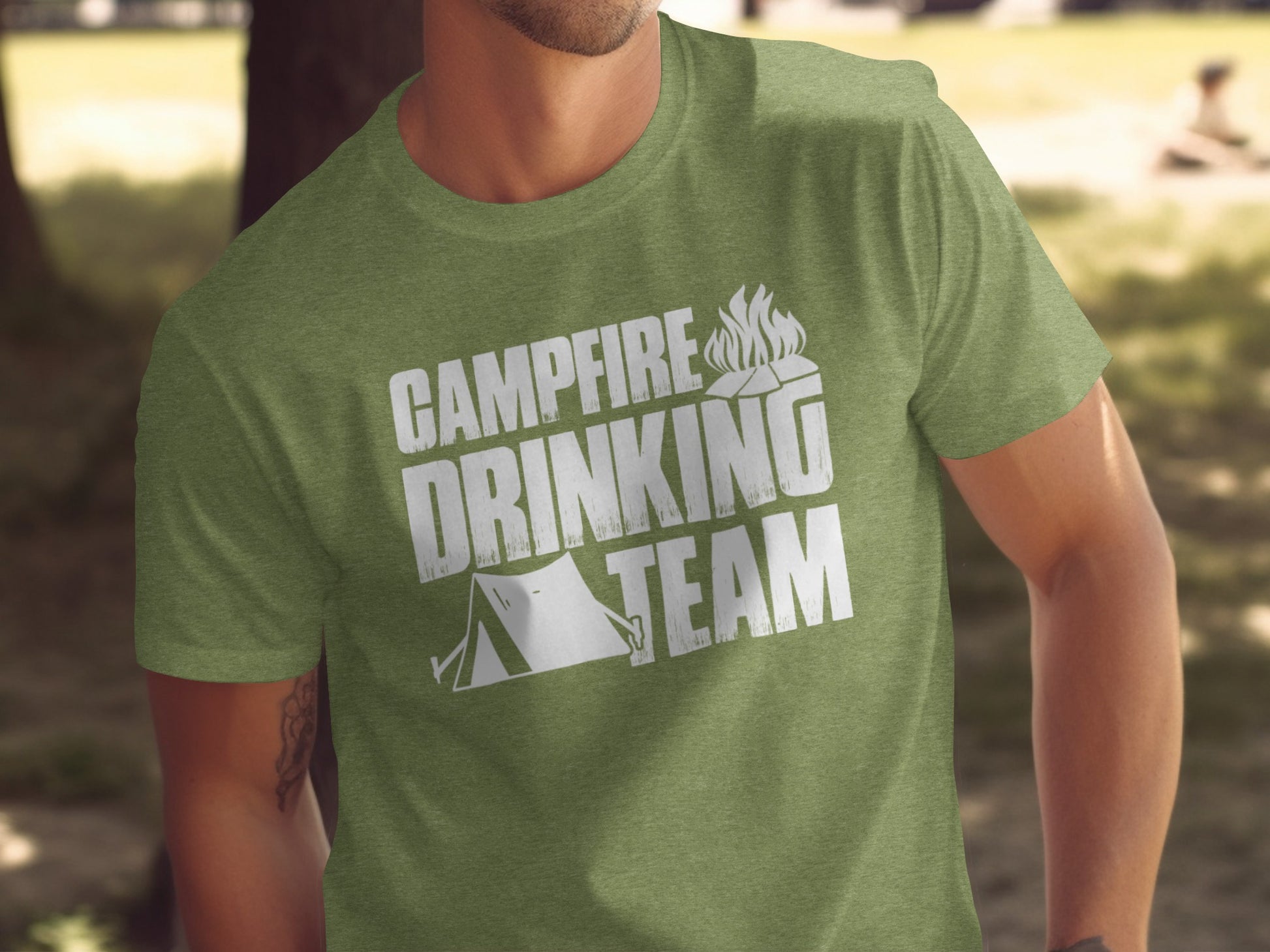 Campfire Drinking Team Tent Design Camping Adventure T-Shirt T-Shirt - Outdoor & Adventure Collection - Mile Marker 16 Gear by Cloud 16 Clothing Co.