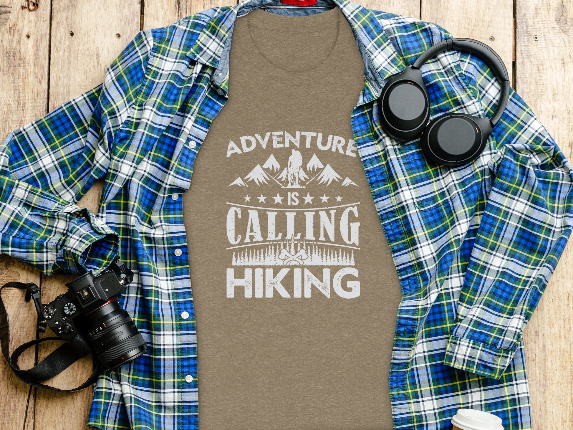 Adventure Is Calling Hiking Graphic Design T-Shirt T-Shirt - Outdoor & Adventure Collection - Mile Marker 16 Gear by Cloud 16 Clothing Co.