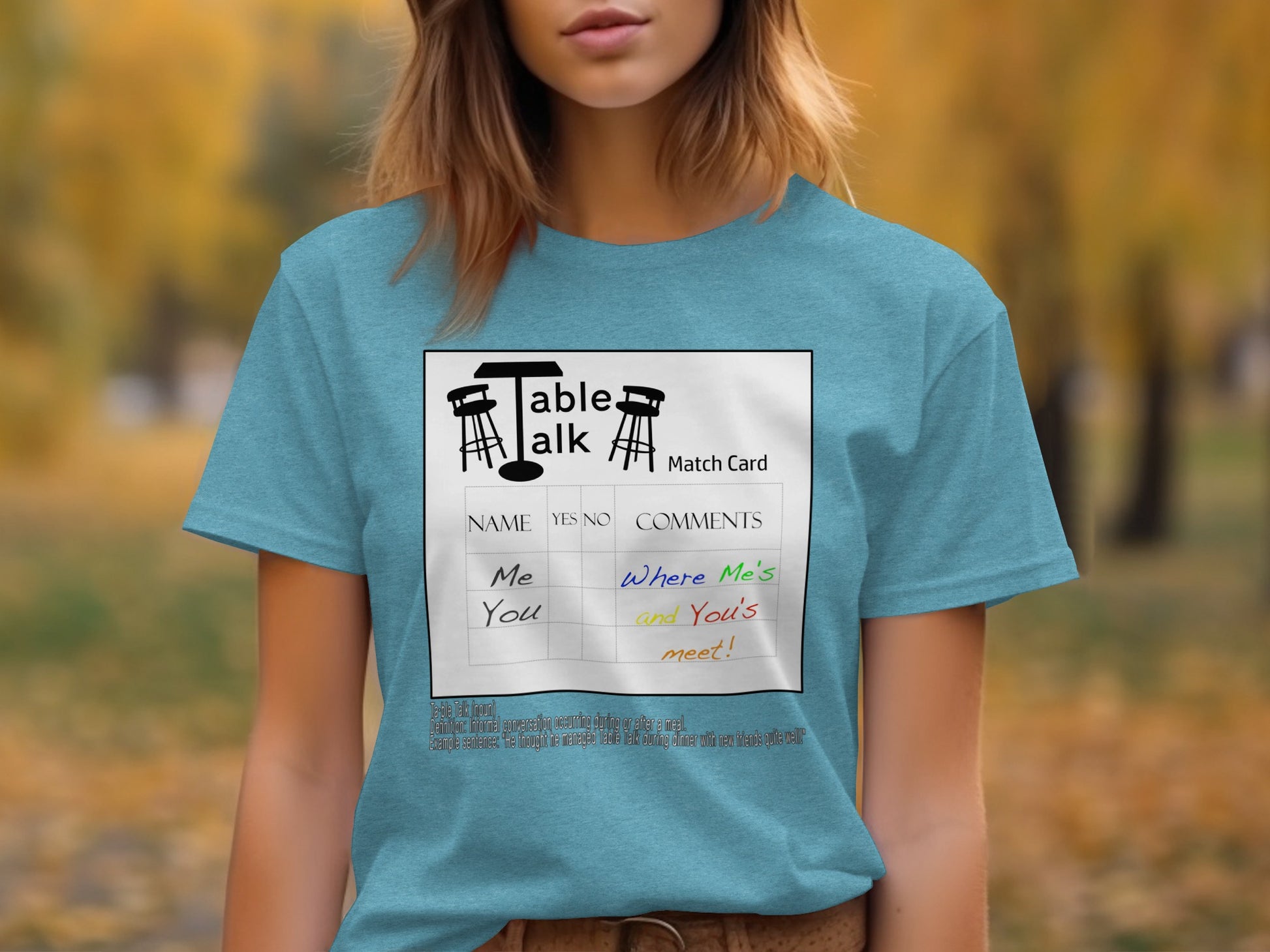 Table Talk Match Card Design Graphic Tee Shirt