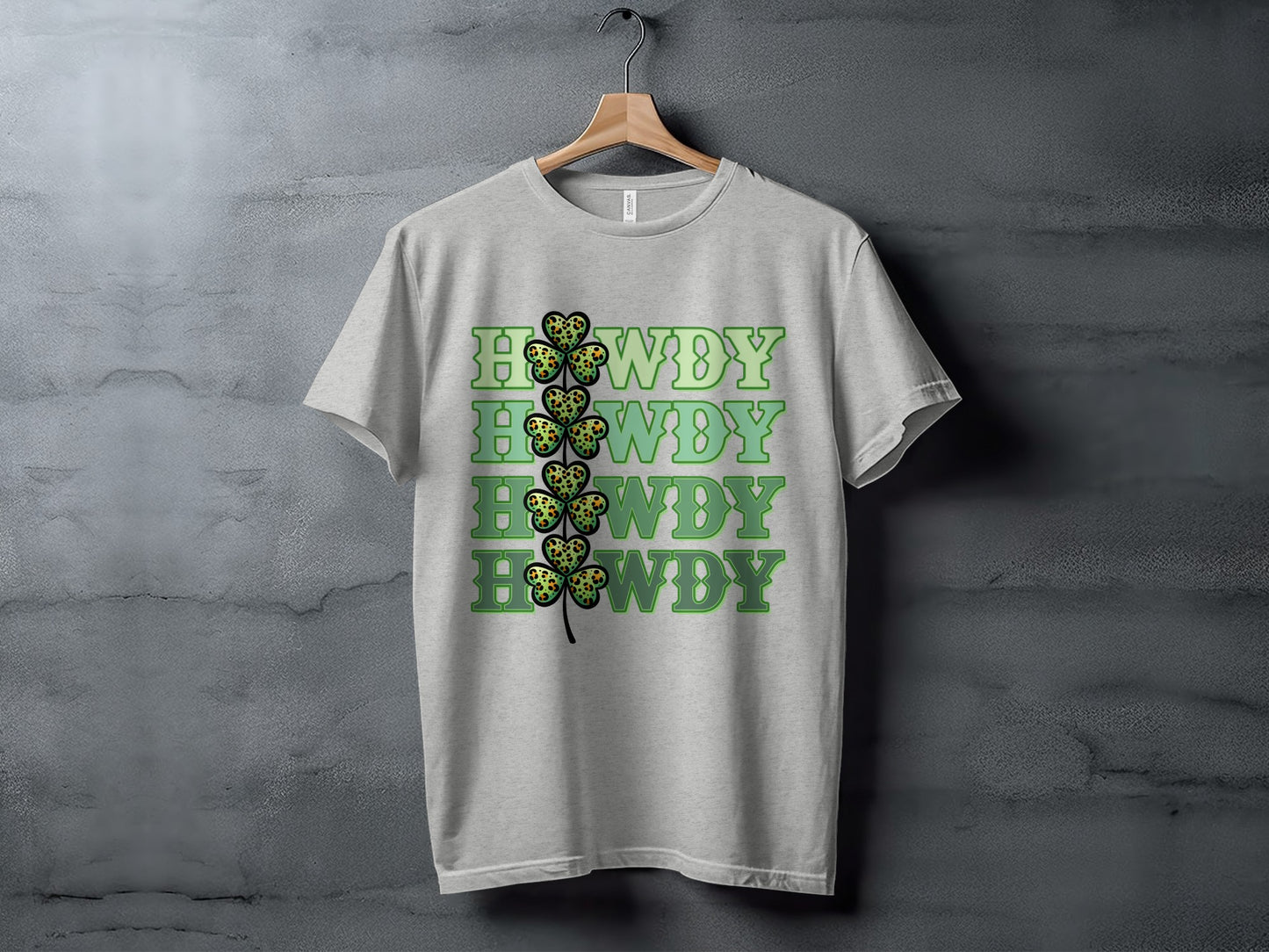Howdy Howdy Howdy Text with Clover Graphic T-Shirt
