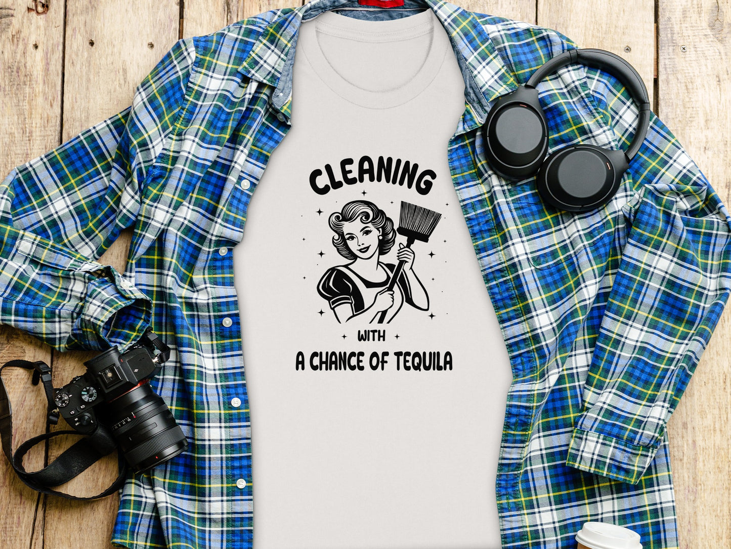 Cleaning With A Chance Of Tequila Graphic Tee Shirt