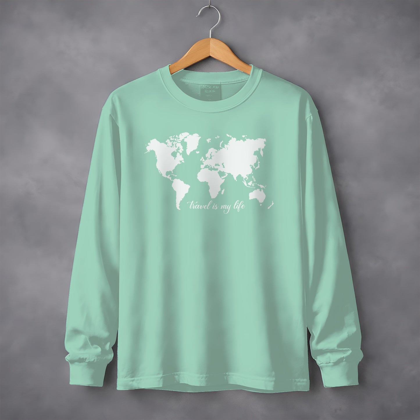 Travel Is My Life World Map Long Sleeve Shirt