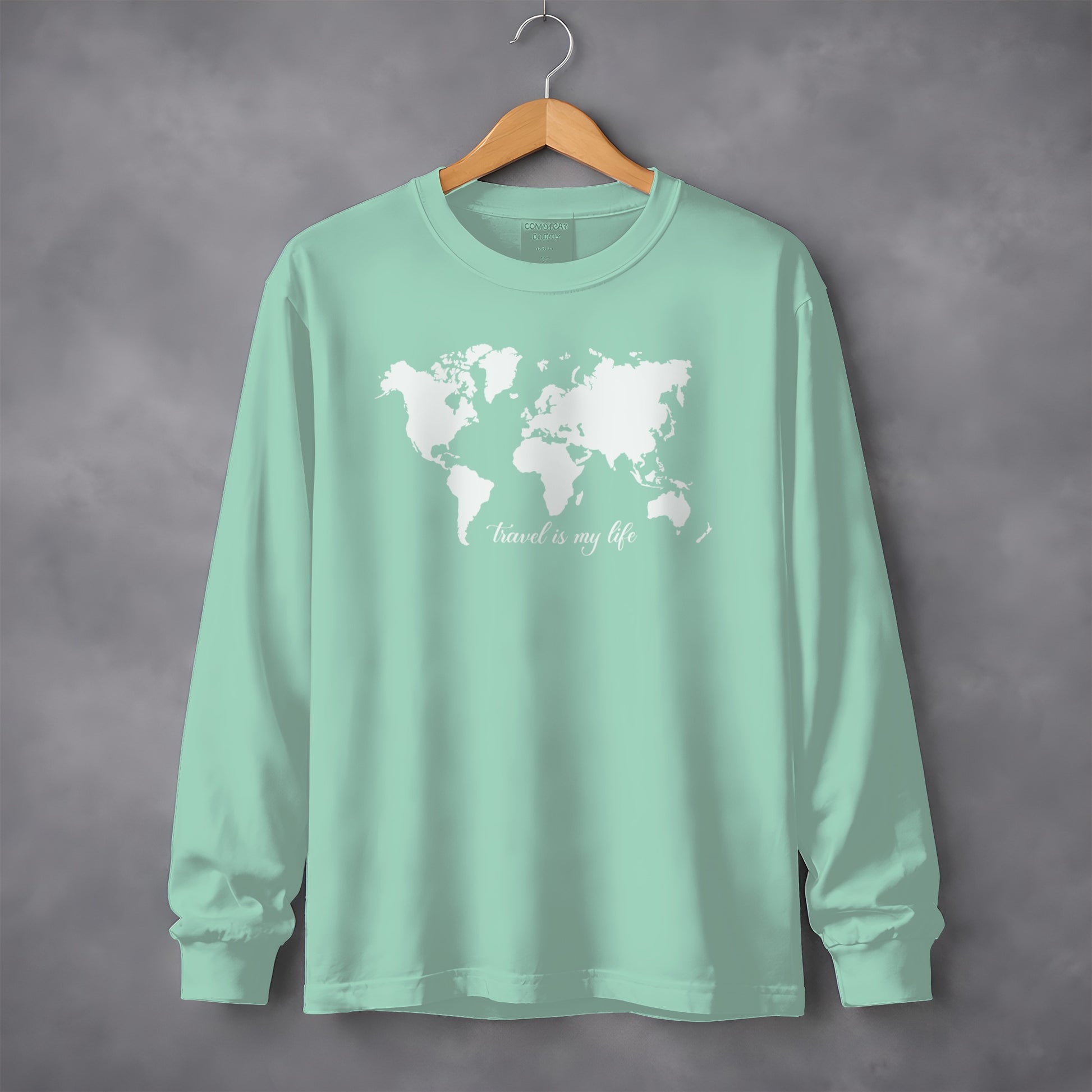 Travel Is My Life World Map Long Sleeve Shirt