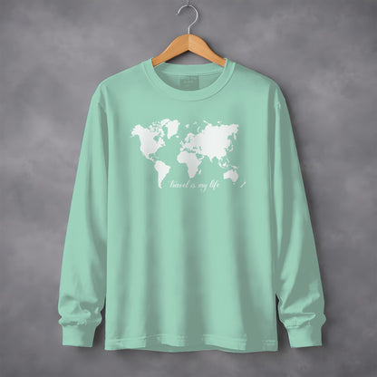 Travel Is My Life World Map Long Sleeve Shirt